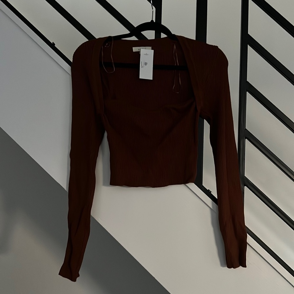 Large. Burnt orange. Long sleeve cropped top. Never worn.